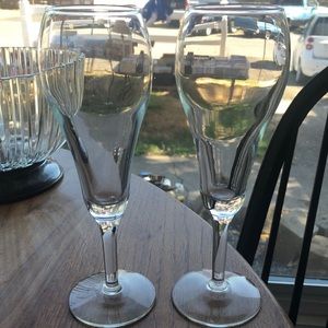 2 Vintage Crystal Champagne Fluted Glasses